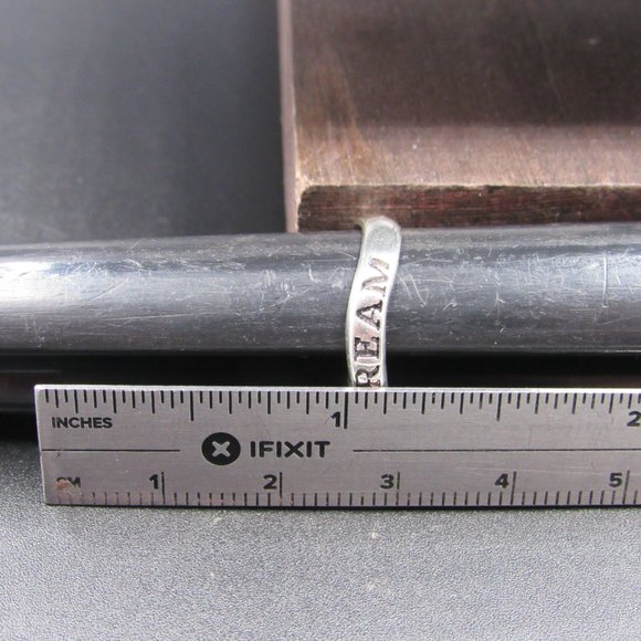 Size 6.75 Sterling Silver Dream Word Wavy Band Ring Vintage - Picture 6 of 7